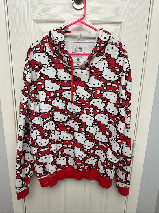 Hello Kitty Jackets & Blazers - Hello Kitty Red & White All-Over Print Hooded Pullover